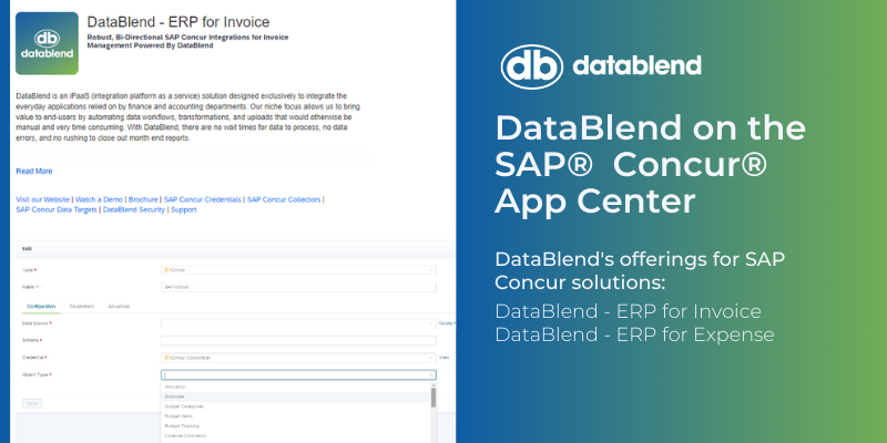 DataBlend Announces its Finance-Focused iPaaS Solution Integrations on the SAP Concur App Center